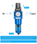 Smart 1 Inch NPT Compressed Air Filter Regulator Combo with 5 Micron Brass Element Poly Bowl