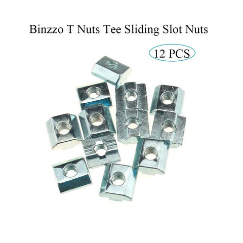 12 Pack 8Mm M8 Tee Slot Nuts For 40 Series Aluminum Extrusions shown in a pile emphasizing carbon steel construction