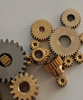Five Pack 0.4 Module Brass Spur Gears Set, 4mm Thick, Straight Cut, 11T 12T 13T 14T Teeth, Tight Fit Bores 1.5mm, 1.98mm, 2mm, Easy Install For RC Cars, Drones, And Robotics Projects. brass spur gears set