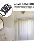 Bathroom with installed 12 Pack Oval Shower Curtain Hook Rings Rust Resistant Decorative Hooks For Bathroom Easy Glide No Fuss.