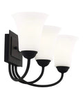 Ridgedale 3 Light Bath Vanity Fixture In Matte Black Finish Transitional Design With Clean Classic Lines Steel Construction 23.5 X 7.5 X 9 Inches Perfect For Powder Rooms Hallways And Bathrooms, side view