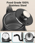 Top view of Gooseneck Electric Kettle With Next Level Temperature Control And Mute Mode, 0.8L Pour Over Kettle in matte black with lid open.
