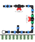 16mm Drip Tape Connectors Kit For Garden Tubing Barbed Locking Fittings Tee Elbow End Plug Shut Off Adapters Hose Thread Lock Leakproof