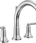 Chrome Roman Tub Faucet With Tub Filler For Three Hole Widespread Eight To Sixteen Inches Installations Modern Classic Bath Faucet Valve Not Included Fits Standard Rough In Valves.