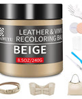 Top Tier Leather Recoloring Balm Plus Deep Color Restorer For Faded Or Split Leather Rapid Dry Beige Repair Compound with included accessories.
