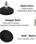 Heavy Duty Universal Adjustable Leveling Feet With Rock Solid Swivel Support Legs Featuring M8 Up To M20 Threads Built Tough For Garage Gear Kitchen Cabinets And Workshop Machinery - close-up of nylon base and hanger bolt.