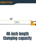 48-inch bar clamp showing length and clamping capacity, POWERTEC branding visible