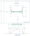 Dimensions of Big Brutus Galvanized Steel Swing Set Kit With Classic A Frame Two Belt Swings Trapeze Bar Easy Assembly
