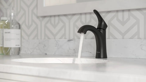Weller Matte Black Single Handle Bathroom Sink Faucet For Single Hole Or 3-Hole Easy Install With Push And Seal Drain in use
