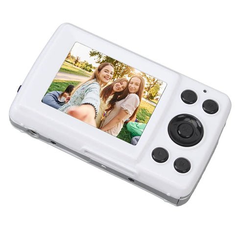 Rear view of High Definition 16MP Digital Camera With 1080P Video Recording, 16X Digital Zoom, 2.4 Inch LCD Display showing smiling group selfie