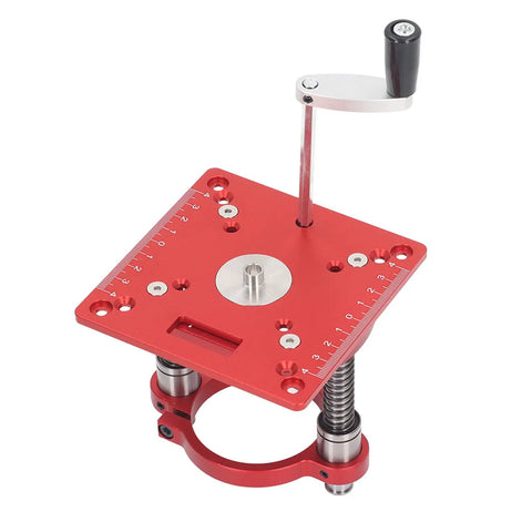 65mm Aluminum Router Table Lift System With Adjustable Height And Anodized Surface Ring Clamp For Engraving Machines And Woodworking Projects CNC Fine Height Adjustment For Smooth Operation And Precise Bit Depth For DIY Woodworking, red aluminum lift