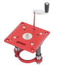 65mm Aluminum Router Table Lifting System With Adjustable Height And Anodized Surface, Ring Clamping For Engraving Machines, Woodworking, Precise Bit Height Control For Clean Razor Sharp Pro Grade Cuts, red plate view