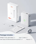 D110 Upgraded Mini Label Maker with Tape, Pocket Size Bluetooth Thermal Printer with accessories and packaging