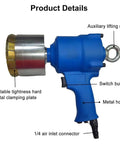 16 Blade Carbide Pneumatic Oil Barrel Crimper Sealer 35 70mm Hydraulic Drum Pressure Cap Tool features adjustable clamping and metal housing.