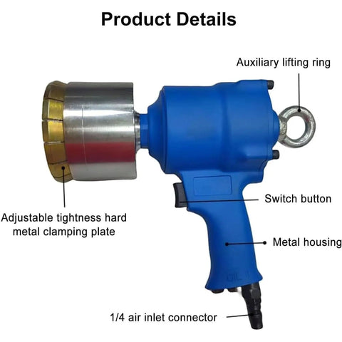 16 Blade Carbide Pneumatic Oil Barrel Crimper Sealer 35 70mm Hydraulic Drum Pressure Cap Tool features adjustable clamping and metal housing.