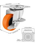 Diagram of 2.5 Inch Heavy Duty Caster Wheels Set of 4 with Brakes for Furniture Carts and Workbenches, swivel top plate.