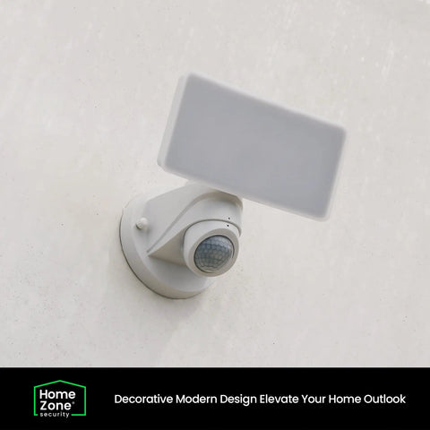 Motion Sensor Flood Light 18W 1600 Lumens 5000K White IP65 Waterproof mounted on exterior wall