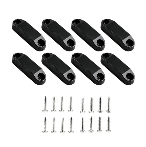 Super Cool JSGHGDF Cabinet Door Catches With Screws Offer Strong Magnet Bumper Stops and No-Tool Adhesive Mounting for Campers, black plastic catches and screws.