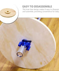 Wood Bumper Plates For Weight Lifting And Rehab Training Easy To Disassemble And Assemble Lightweight Natural Wood For Home Gym Setup And Strength Training Gear For Real Gains Everyday showing easy-to-disassemble feature with blue clip on natural wood plate.