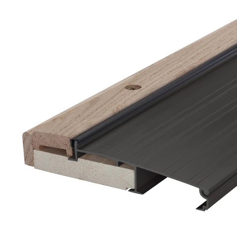 Adjustable Aluminum And Hardwood Threshold Kit With Bronze Finish For 36 Inch Doors, Seals Drafts And Gaps, side view