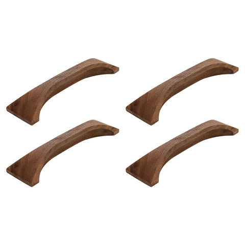 Walnut Wood Finger Pull Handles For Drawers 3.8 Inch Hole Distance Solid Drawer Pulls Set Of 4 Natural Walnut Material With Smooth Finish And
