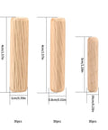 90 Piece Wooden Dowel Pins Set With Tapered Beveled Ends For Easy Insertion in M6 M8 M10 Sizes