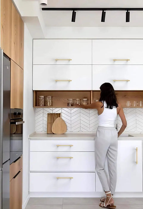 Five Pack Brushed Gold Cabinet Pulls Five Inch Kitchen Cabinet Handles Hardware For Drawers And Cabinets on white kitchen cabinets