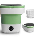 Slick Portable Washing Machine With Dependable Spin Basket, Foldable Mini Washer For Apartment Or College Dorm, Three Cycle Deep Clean Collapsible Laundry Tub In Green, 20L capacity, lightweight design.