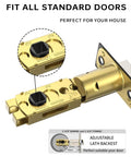 Diagram of adjustable latch for Black Privacy Door Handle Set With Keyless Interior Lock, fits 2-3/8 in to 2-3/4 in backset