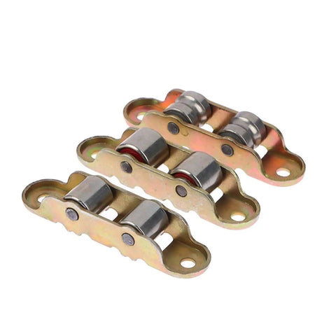 Pro Grade Heavy Duty Double Wheel Shower Door Rollers 30 Pack Silent Glide Replacement Pulleys close-up view, metallic construction.
