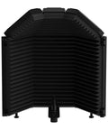 Game Changing Acoustic Recording Microphone Isolation Shield with three-layer foam panels, matte black finish, adjustable mount.