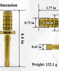 Dimensions of TA-10 Flow Control Spindle Assembly For Shower Valve Replacement, Brass Cartridge Spindle Repair Part shown