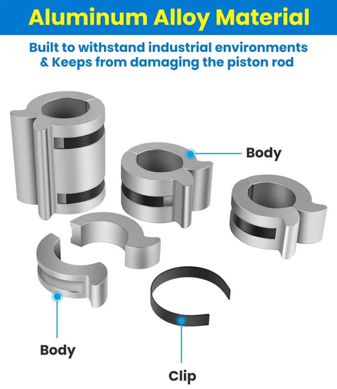 Stroke Control Kit For Hydraulic Cylinders With Adjustable Limiter Clamps displayed with aluminum alloy body and clip parts.