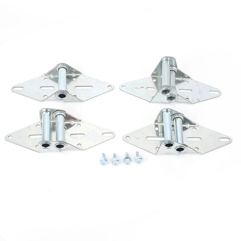 Beefed Up Heavy Duty Garage Door Hinge Kit With 14 Gauge Steel For Seven Sixteenth Inch Rollers Includes 1 2 3 4 Hinges And Self Drilling Screws Easy Replacement Rust Resistant Durable Build, four hinges and screws
