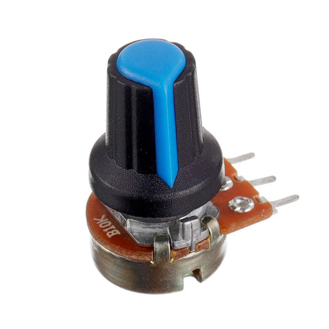 Single rotary potentiometer from Assorted 1K To 1M Ohm Rotary Potentiometers Kit 12 Pcs 3 Terminal Knurled Shaft Linear Taper