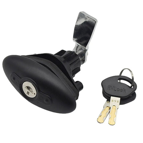 Heavy Duty Plastic Black RV Cabin Door Lock With Compression Tongue Seal For Travel Trailers Luggage Compartment And Cargo Doors Easy Install Replacement Part 1 Piece