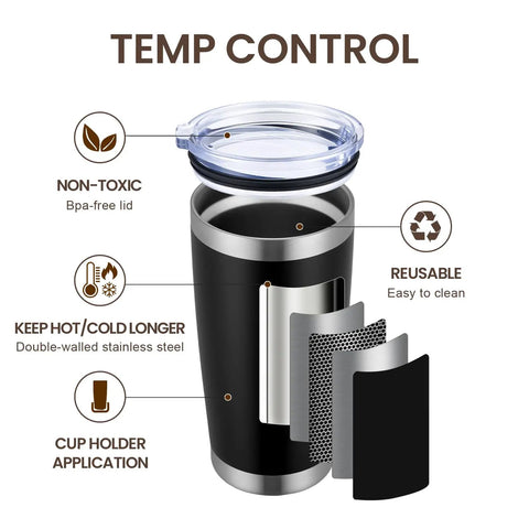 Eight Tough As Nails Twenty Ounce Double Wall Insulated Stainless Steel Tumblers With Secure Lids And Straws That Keep Your Sippin Frosty Or Steaming Hot All Day Long In Sleek Black Finish with a BPA-free lid and reusable design.