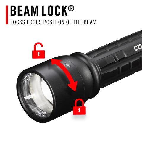 XP14R 4500 Lumen USB C Rechargeable LED Flashlight with Beam Lock showing focus position adjustment detail