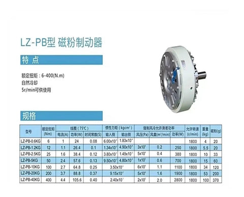 Single-Axis Magnetic Powder Brake For Industrial Machinery, Stable Torque Output, product specifications displayed