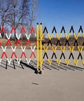 Heavy Duty Retractable Safety Barricade With Mobile Traffic Guardrail, red and yellow foldable design for outdoor security