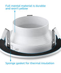Close-up of a 4 Inch White Recessed Light Trim Kit With Metal Step Baffle For Halo Juno Remodel Housings, showing sponge gasket.