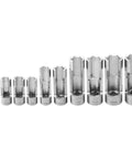 Line Socket Set Pro Grade 10mm To 22mm For Fuel Lines And Brake Pipes Nut Removal Tool Kit, Chrome Vanadium Steel, 9 sockets displayed