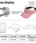 Cooling Fashion Cap For Men Dope Pink Athletic Visor Hat size chart with adjustable buckle measurements.