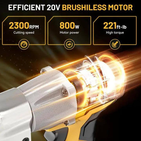 Cordless Metal Shears With 360 Degree Pivoting Head 20V Max Compatibility 221 Ft Lbs Torque Brushless Cutters motor details