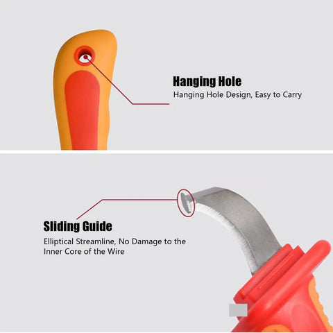 Dismantling Knife With 1000V Insulation For Electricians Fast Strip Cable Stripper And Wire Cutter with hanging hole detail
