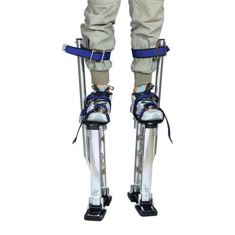 Person wearing Easy Adjust Drywall Stilts For Painting And Cleaning, Set Up In A Snap, Ultra Lightweight Aluminum, 15 To 23 Inches