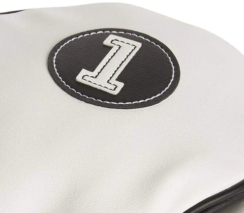 Golf Driver Head Cover White Black Red Synthetic PU Leather Durable Club Protection With Snap On Fit Fits Most 460cc Drivers Slick Dope Look And Feel Lightweight Shield Against Dings And Scratches