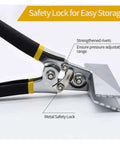 Close-up of Sheet Metal Bending Pliers Hand Seamer Pro Grade Wide Jaw, safety lock, ergonomic grip, heavy-duty steel for welding clamps.