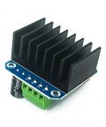 Beefy Dual H Bridge DC Motor Driver Module For Arduino with BTS7960 Chip, 43A high current PWM speed control, black heatsink close-up