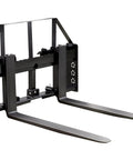 Premium Heavy Duty 45 Inch Tractor Pallet Forks paired with robust 50 Inch Forklift Blades for heavy loads.